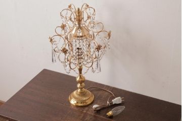 中古　海外製　豪華なガラスドロップのテーブルランプ(スタンドライト、卓上照明)