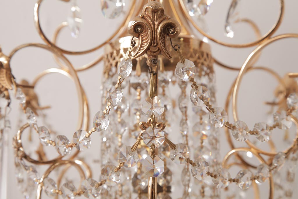 中古　海外製　豪華なガラスドロップのテーブルランプ(スタンドライト、卓上照明)