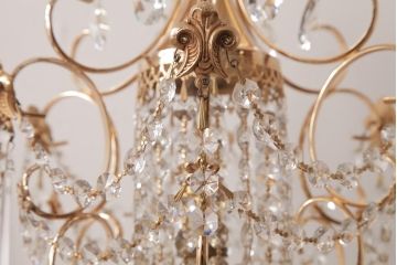 中古　海外製　豪華なガラスドロップのテーブルランプ(スタンドライト、卓上照明)