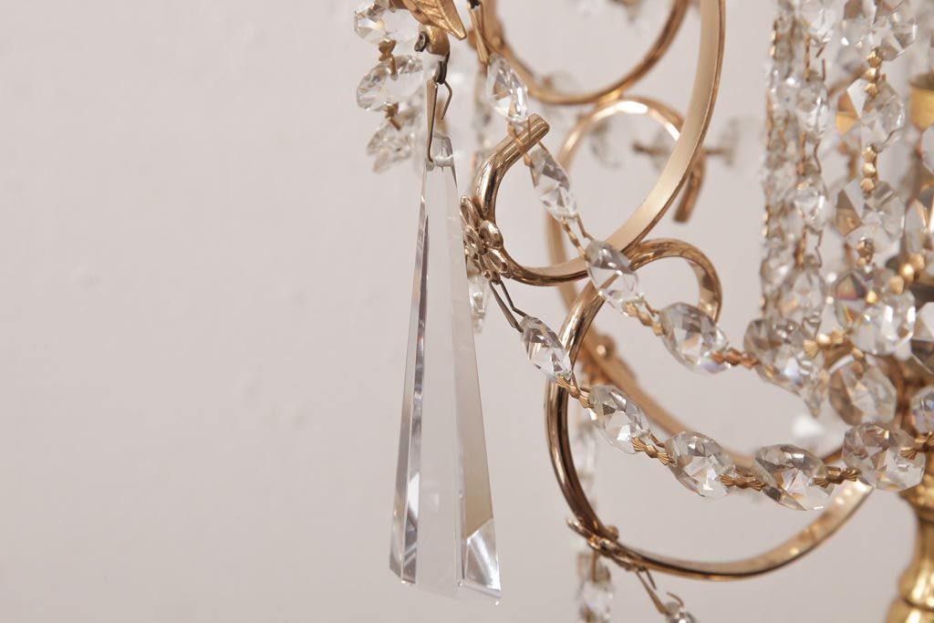 中古　海外製　豪華なガラスドロップのテーブルランプ(スタンドライト、卓上照明)