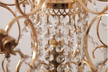 中古　海外製　豪華なガラスドロップのテーブルランプ(スタンドライト、卓上照明)