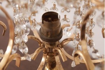 中古　海外製　豪華なガラスドロップのテーブルランプ(スタンドライト、卓上照明)