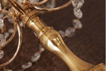 中古　海外製　豪華なガラスドロップのテーブルランプ(スタンドライト、卓上照明)