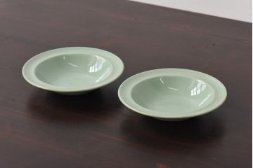 イギリスビンテージ　Woods ware(ウッズウエア)　Beryl(ベロル)　シリアルボウル2枚セット(スーププレート、深皿)