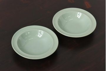 イギリスビンテージ　Woods ware(ウッズウエア)　Beryl(ベロル)　シリアルボウル2枚セット(スーププレート、深皿)
