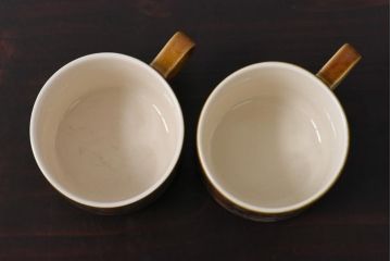 イギリスビンテージ　HORNSEA(ホーンジー)　BRONTE(ブロンテ)シリーズ　トリオ2客セット(カップ、ソーサー、プレート、洋食器)