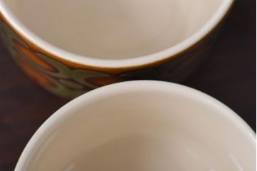 イギリスビンテージ　HORNSEA(ホーンジー)　BRONTE(ブロンテ)シリーズ　トリオ2客セット(カップ、ソーサー、プレート、洋食器)(1)