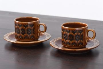 イギリスビンテージ　HORNSEA(ホーンジー)　HEIRLOOM(エアルーム)　カップ&ソーサー2客セット(洋食器)