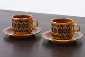 イギリスビンテージ　HORNSEA(ホーンジー)　HEIRLOOM(エアルーム)　カップ&ソーサー2客セット(洋食器)(3)