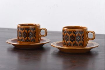イギリスビンテージ　HORNSEA(ホーンジー)　HEIRLOOM(エアルーム)　カップ&ソーサー2客セット(洋食器)(3)