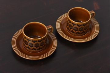 イギリスビンテージ　HORNSEA(ホーンジー)　HEIRLOOM(エアルーム)　カップ&ソーサー2客セット(洋食器)(3)