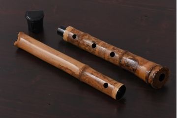 アンティーク雑貨　都山流　河野玉水　尺八　金歌口　金中継ぎ(定価約70万円)