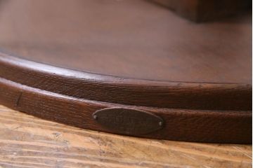 レトロ家具　昭和レトロ　Rガラス　ナラ材の味わいが豊かなL型卓上ガラスケース(ショーケース、陳列棚、店舗什器)