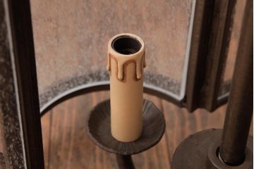 海外製　高級品!　アイアンフレームと気泡ガラスが目を引くビンテージの4灯シャンデリア(吊り下げ照明、天井照明)