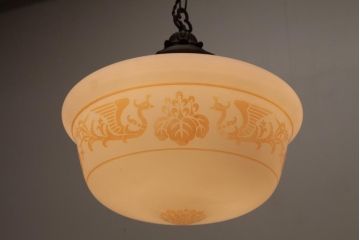 和製アンティーク　特大!　桐と鳳凰の図が素敵な天井照明(吊り下げ照明、ペンダントライト)