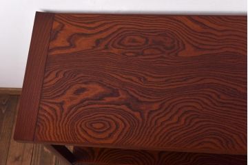 工芸家具　総ケヤキ材　漆塗り　丸に上り藤　手打ち金具が魅力を高める飾り棚(飾棚)(定価約68万円)