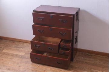 アンティーク家具　和製アンティーク　上手物!　漆　溜塗り　シックな雰囲気が漂う松本衣装箪笥(重ね箪笥、和タンス)