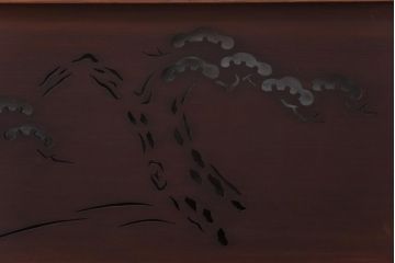 和製アンティーク　松と鳥の図　情緒溢れる透かしの欄間(明り取り、明かり取り)