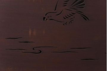 和製アンティーク　松と鳥の図　情緒溢れる透かしの欄間(明り取り、明かり取り)