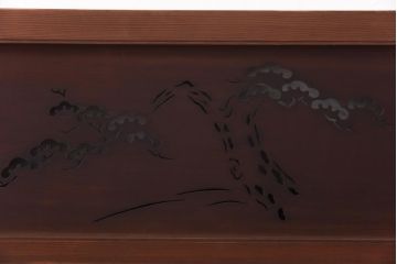 和製アンティーク　松と鳥の図　情緒溢れる透かしの欄間(明り取り、明かり取り)