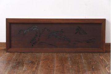 和製アンティーク　松と鳥の図　情緒溢れる透かしの欄間(明り取り、明かり取り)