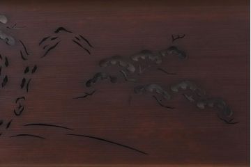 和製アンティーク　松と鳥の図　情緒溢れる透かしの欄間(明り取り、明かり取り)