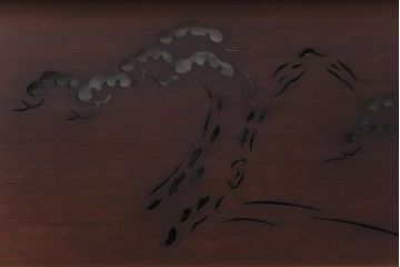 和製アンティーク　松と鳥の図　情緒溢れる透かしの欄間(明り取り、明かり取り)
