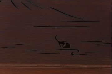 和製アンティーク　富士と茄子の図　情緒溢れる透かしの欄間(明り取り、明かり取り)