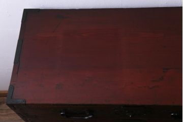 アンティーク家具　明治大正期　前面桐材　巾着金具付き　繊細な職人技が光る貫録のある松本箪笥(衣装箪笥、桐箪笥、桐たんす)(1)