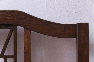 ラフジュ工房オリジナル　ナラ材　幾何学模様の背板が目を引く2人掛けソファ(ベンチ、ダイニングソファ)