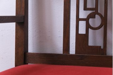 ラフジュ工房オリジナル　ナラ材　幾何学模様の背板が目を引く2人掛けソファ(ベンチ、ダイニングソファ)