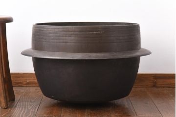 アンティーク雑貨　昭和中期　特大　口径52　銅製羽釜(つば釜)