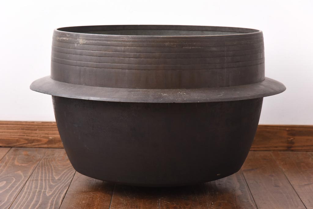 アンティーク雑貨　昭和中期　特大　口径52　銅製羽釜(つば釜)