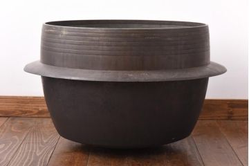 アンティーク雑貨　昭和中期　特大　口径52　銅製羽釜(つば釜)