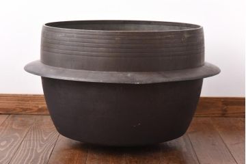 アンティーク雑貨　昭和中期　特大　口径52　銅製羽釜(つば釜)