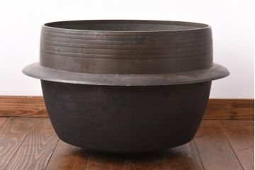 アンティーク雑貨　昭和中期　特大　口径52　銅製羽釜(つば釜)