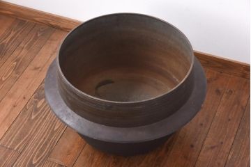 アンティーク雑貨　昭和中期　特大　口径52　銅製羽釜(つば釜)