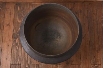 アンティーク雑貨　昭和中期　特大　口径52　銅製羽釜(つば釜)