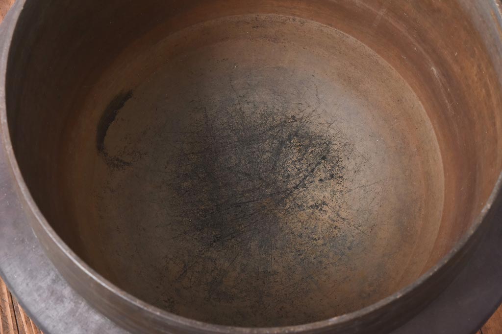 アンティーク雑貨　昭和中期　特大　口径52　銅製羽釜(つば釜)