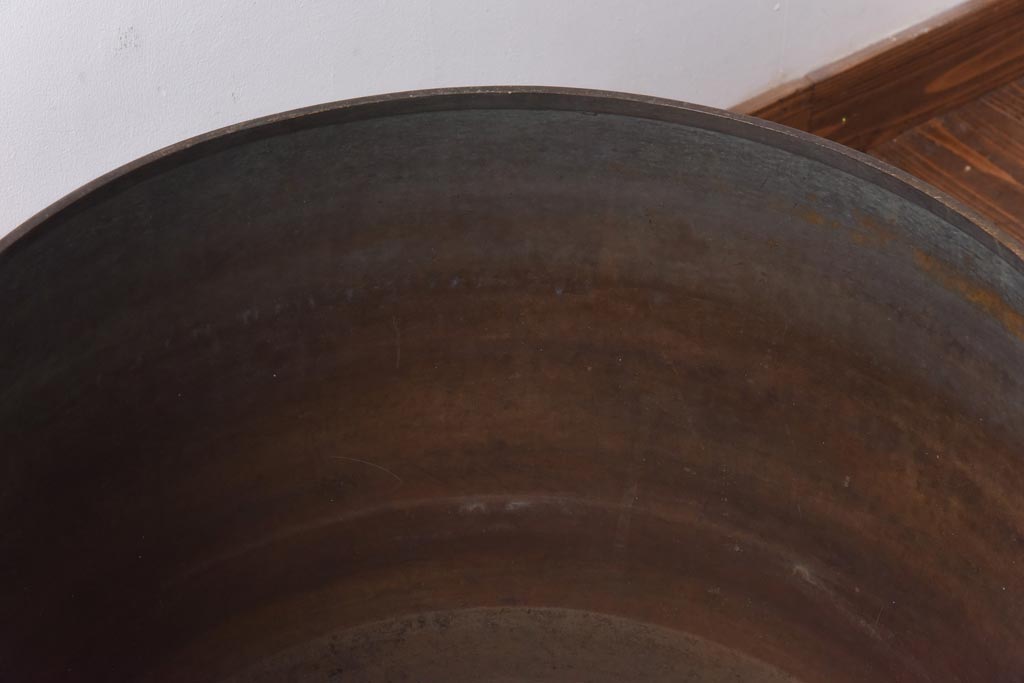 アンティーク雑貨　昭和中期　特大　口径52　銅製羽釜(つば釜)