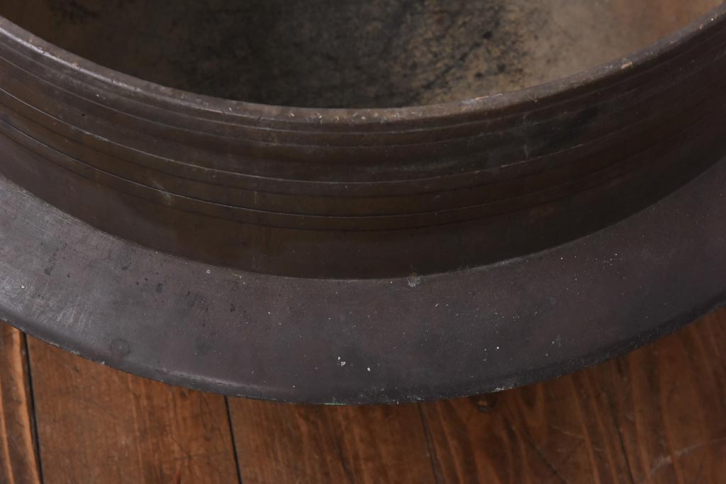 アンティーク雑貨　昭和中期　特大　口径52　銅製羽釜(つば釜)