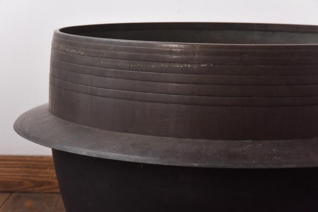 アンティーク雑貨　昭和中期　特大　口径52　銅製羽釜(つば釜)