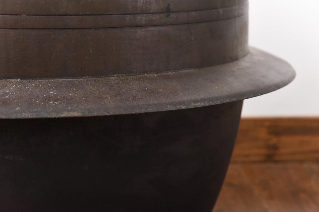 アンティーク雑貨　昭和中期　特大　口径52　銅製羽釜(つば釜)