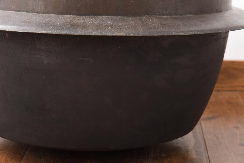 アンティーク雑貨　昭和中期　特大　口径52　銅製羽釜(つば釜)