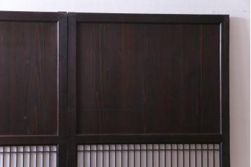 和製アンティーク　障子紙貼り　明治大正期の風情あふれる板戸2枚セット(引き戸、建具、帯戸)(R-035310)