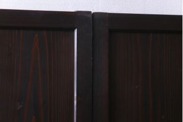 和製アンティーク　障子紙貼り　明治大正期の風情あふれる板戸2枚セット(引き戸、建具)