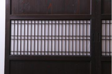 和製アンティーク　障子紙貼り　明治大正期の風情あふれる板戸2枚セット(引き戸、建具)