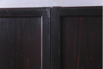 和製アンティーク　障子紙貼り　明治大正期の風情あふれる板戸2枚セット(引き戸、建具)