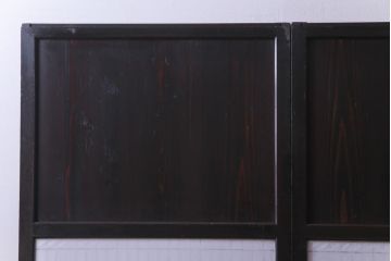 和製アンティーク　障子紙貼り　明治大正期の風情あふれる板戸2枚セット(引き戸、建具)
