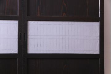和製アンティーク　障子紙貼り　明治大正期の風情あふれる板戸2枚セット(引き戸、建具)